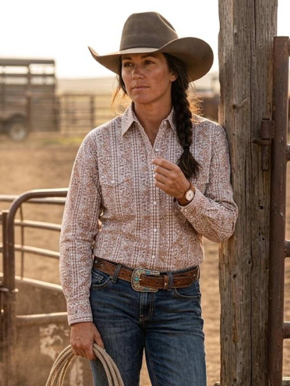 Panhandle Rough Stock Womens Western Pearl Snap Shirt Siz Large 14 Rodeo Cowgirl